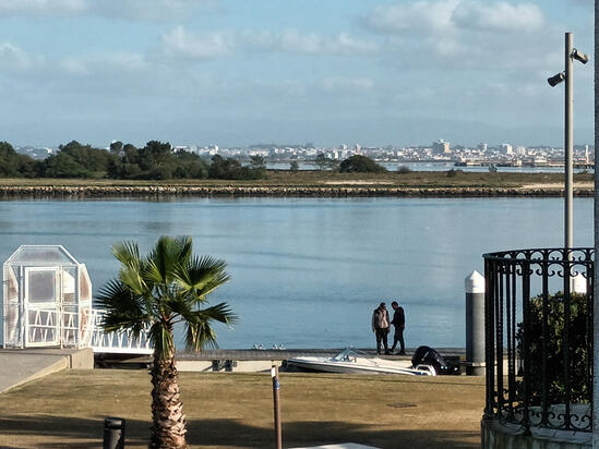 Blick auf die Ria (Lagune) und Aveiro (vom Balkon)